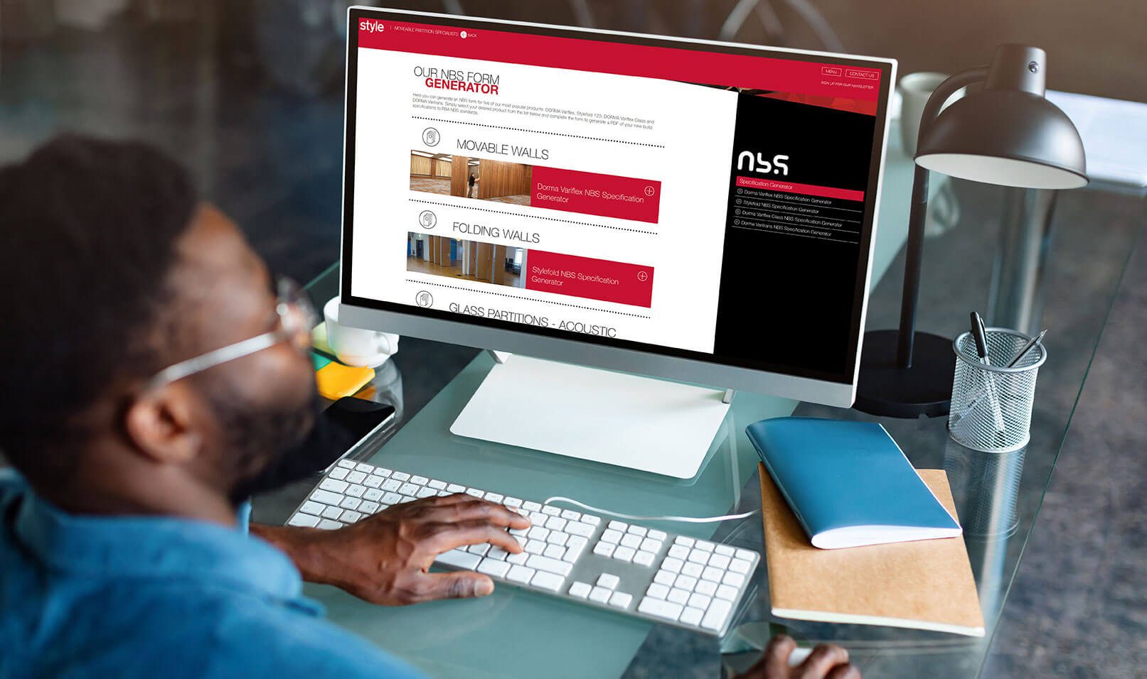 Architect creating an nbs specification on the style partitions website